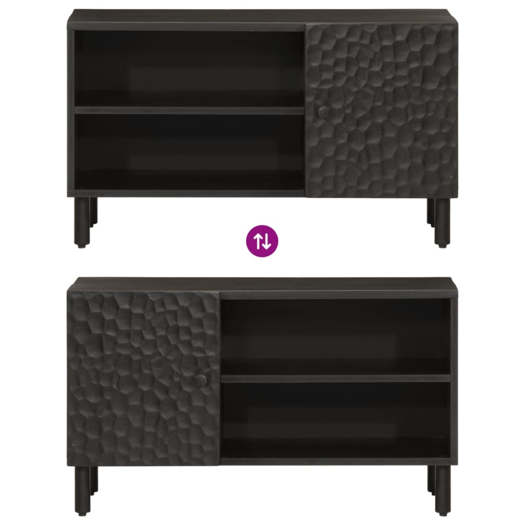 Meuble TV Noir sur Pied en Manguier - 80 cm-Mon Meuble TV-Naturel-bois de manguier massif-1-6