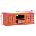 Meuble TV Rose Pale en Manguier Massif - 110 cm-Mon Meuble TV-Bleu-110 cm-1-10