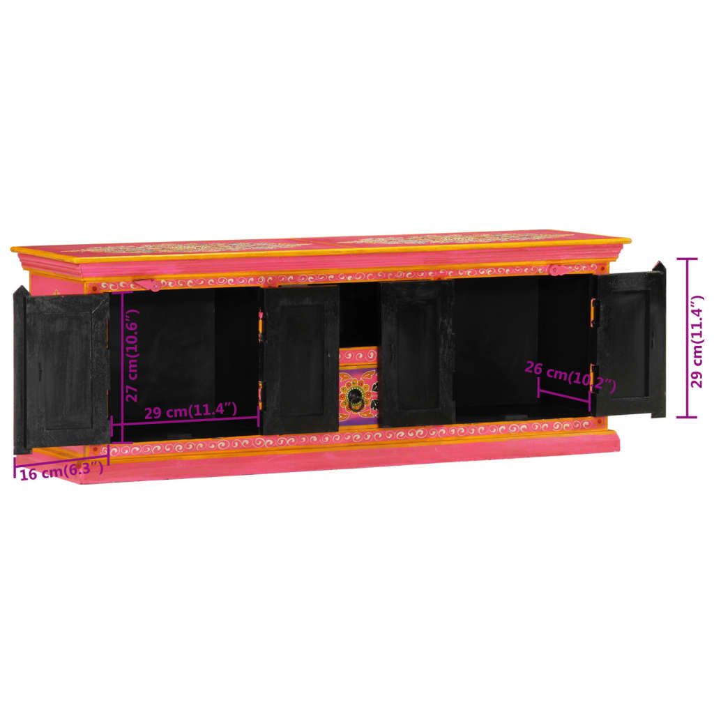 Meuble TV Rose Pale en Manguier Massif - 110 cm-Mon Meuble TV-Bleu-110 cm-1-11