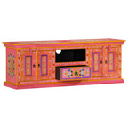 Meuble TV Rose Pale en Manguier Massif - 110 cm-Mon Meuble TV-Bleu-110 cm-1-2