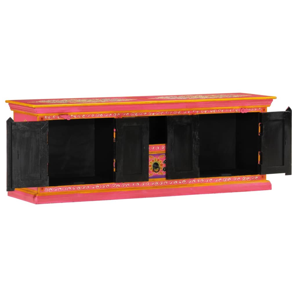 Meuble TV Rose Pale en Manguier Massif - 110 cm-Mon Meuble TV-Bleu-110 cm-1-3