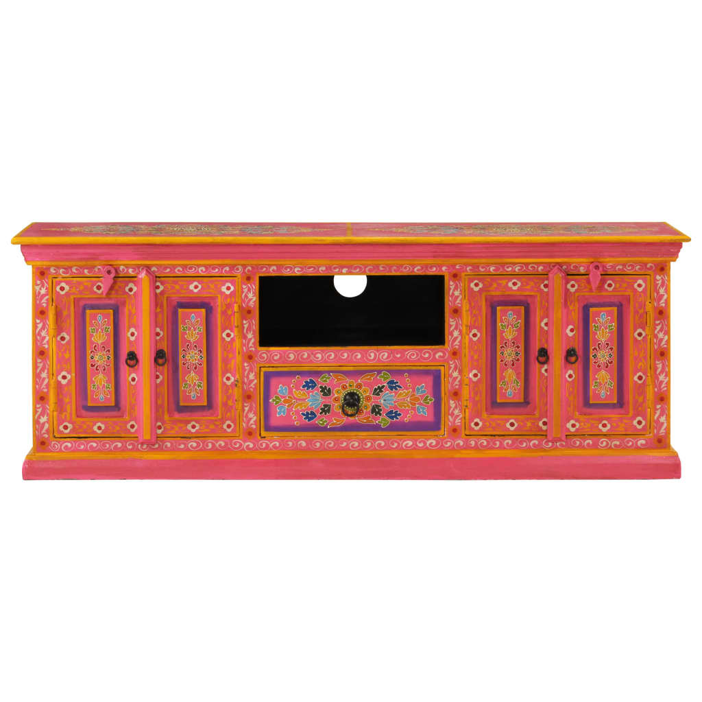 Meuble TV Rose Pale en Manguier Massif - 110 cm-Mon Meuble TV-Bleu-110 cm-1-4