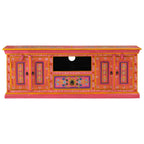Meuble TV Rose Pale en Manguier Massif - 110 cm-Mon Meuble TV-Bleu-110 cm-1-4