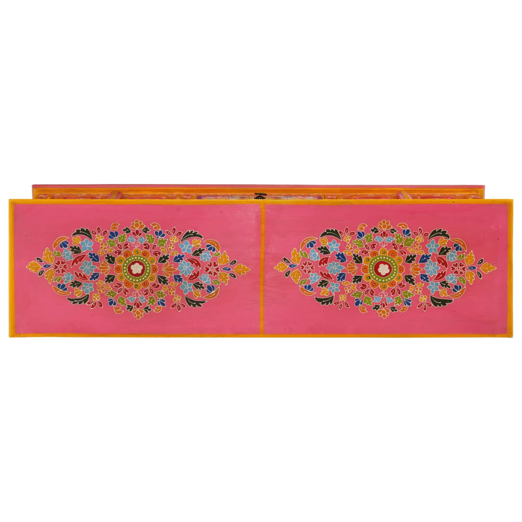 Meuble TV Rose Pale en Manguier Massif - 110 cm-Mon Meuble TV-Bleu-110 cm-1-5