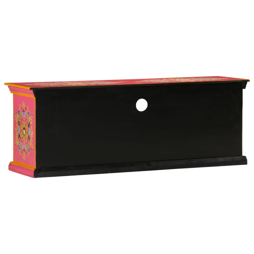 Meuble TV Rose Pale en Manguier Massif - 110 cm-Mon Meuble TV-Bleu-110 cm-1-6