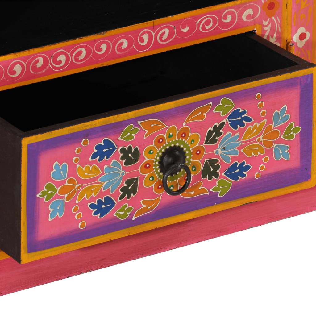 Meuble TV Rose Pale en Manguier Massif - 110 cm-Mon Meuble TV-Bleu-110 cm-1-7