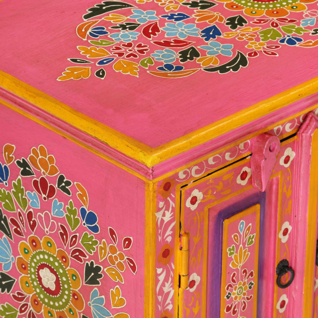 Meuble TV Rose Pale en Manguier Massif - 110 cm-Mon Meuble TV-Bleu-110 cm-1-9