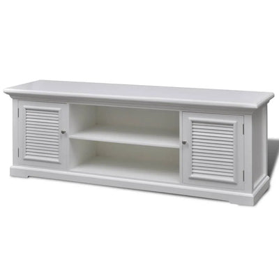 Meuble TV Scandinave Blanc en Pin - 121 cm