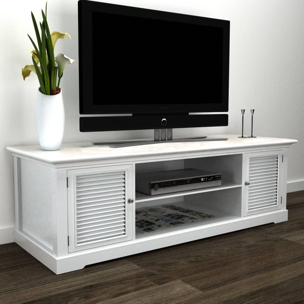 Meuble TV Scandinave Blanc en Pin - 121 cm-Mon Meuble TV-2