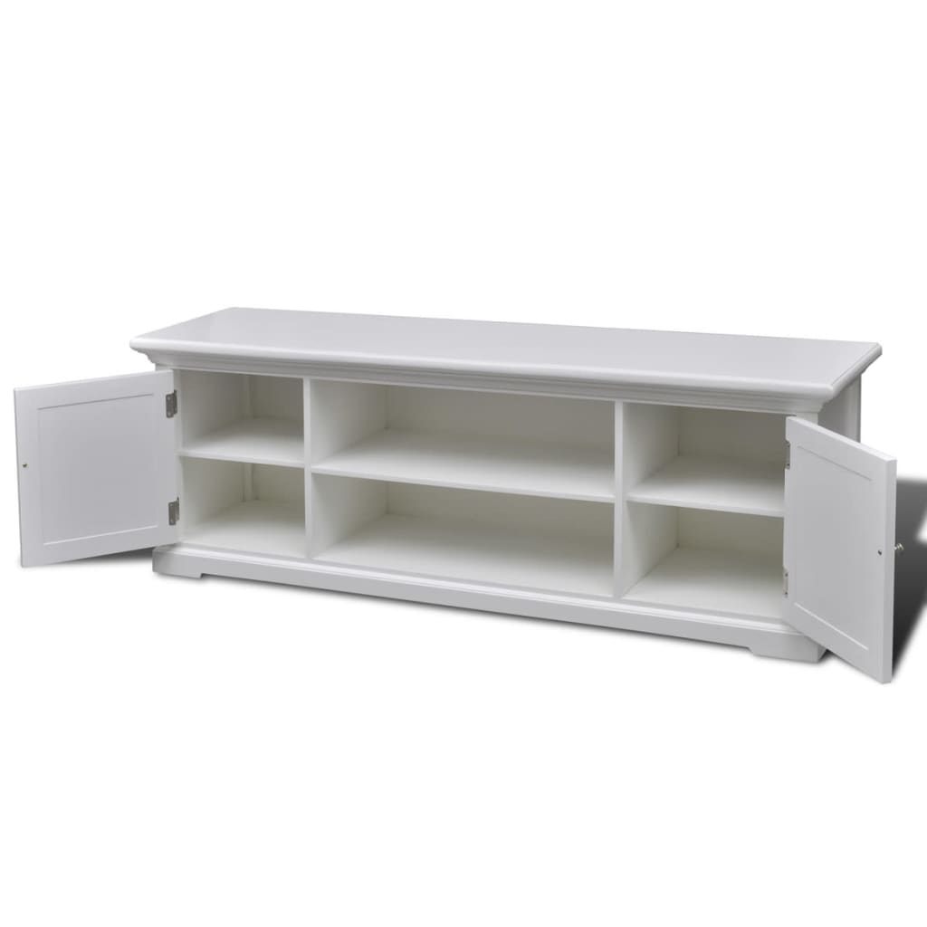 Meuble TV Scandinave Blanc en Pin - 121 cm-Mon Meuble TV-4