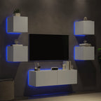 Meuble TV Scandinave Effet Bois Naturel Clair - 5 Pièces-Mon Meuble TV-Blanc-1-13