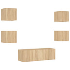 Meuble TV Scandinave Effet Bois Naturel Clair - 5 Pièces-Mon Meuble TV-Chêne sonoma-1-3