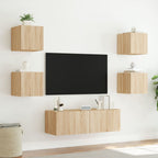 Meuble TV Scandinave Effet Bois Naturel Clair - 5 Pièces-Mon Meuble TV-Chêne sonoma-1-4