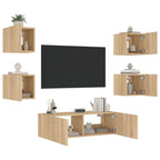Meuble TV Scandinave Effet Bois Naturel Clair - 5 Pièces-Mon Meuble TV-Chêne sonoma-1-5