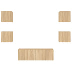Meuble TV Scandinave Effet Bois Naturel Clair - 5 Pièces-Mon Meuble TV-Chêne sonoma-1-7