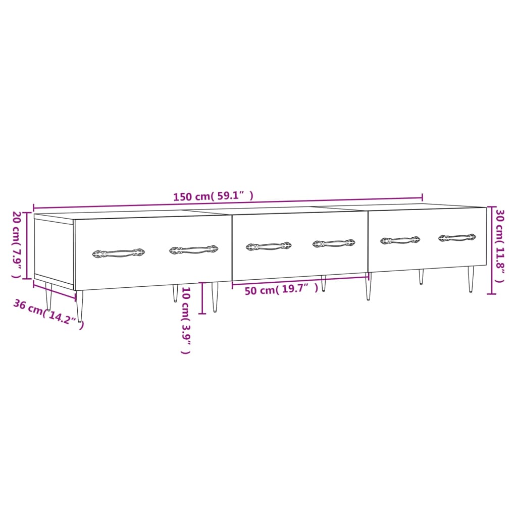 Meuble TV Scandinave Effet Chêne Sonoma - 150 cm-Mon Meuble TV-Blanc-1-12