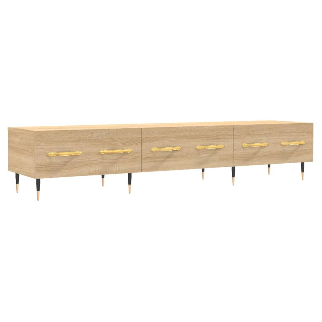 Meuble TV Scandinave Effet Chêne Sonoma - 150 cm-Mon Meuble TV-Blanc-1-2