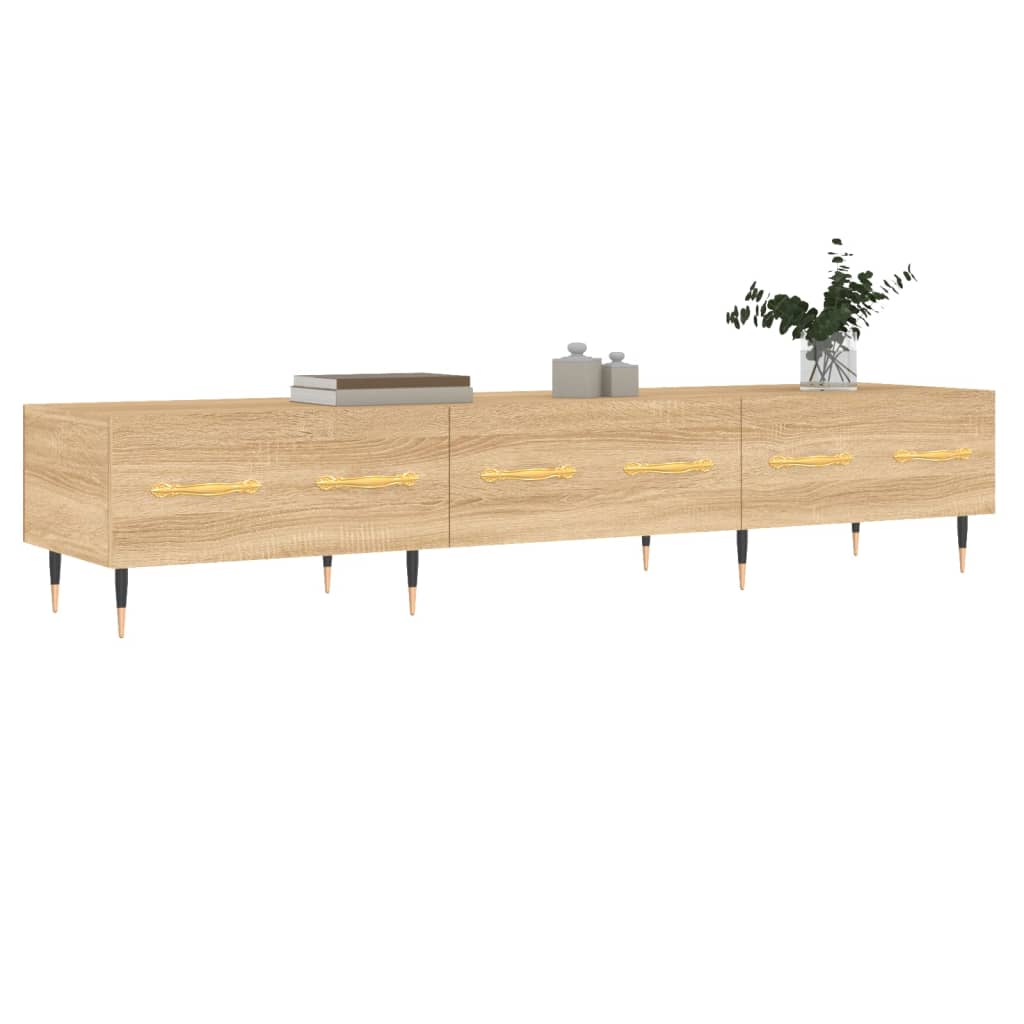 Meuble TV Scandinave Effet Chêne Sonoma - 150 cm-Mon Meuble TV-Blanc-1-3