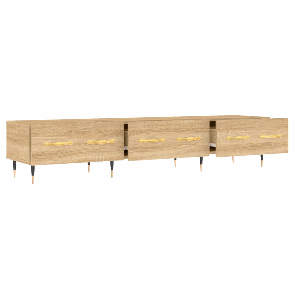 Meuble TV Scandinave Effet Chêne Sonoma - 150 cm-Mon Meuble TV-Blanc-1-6