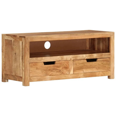 Meuble TV Scandinave en Bois d'Acacia Massif - 88 cm