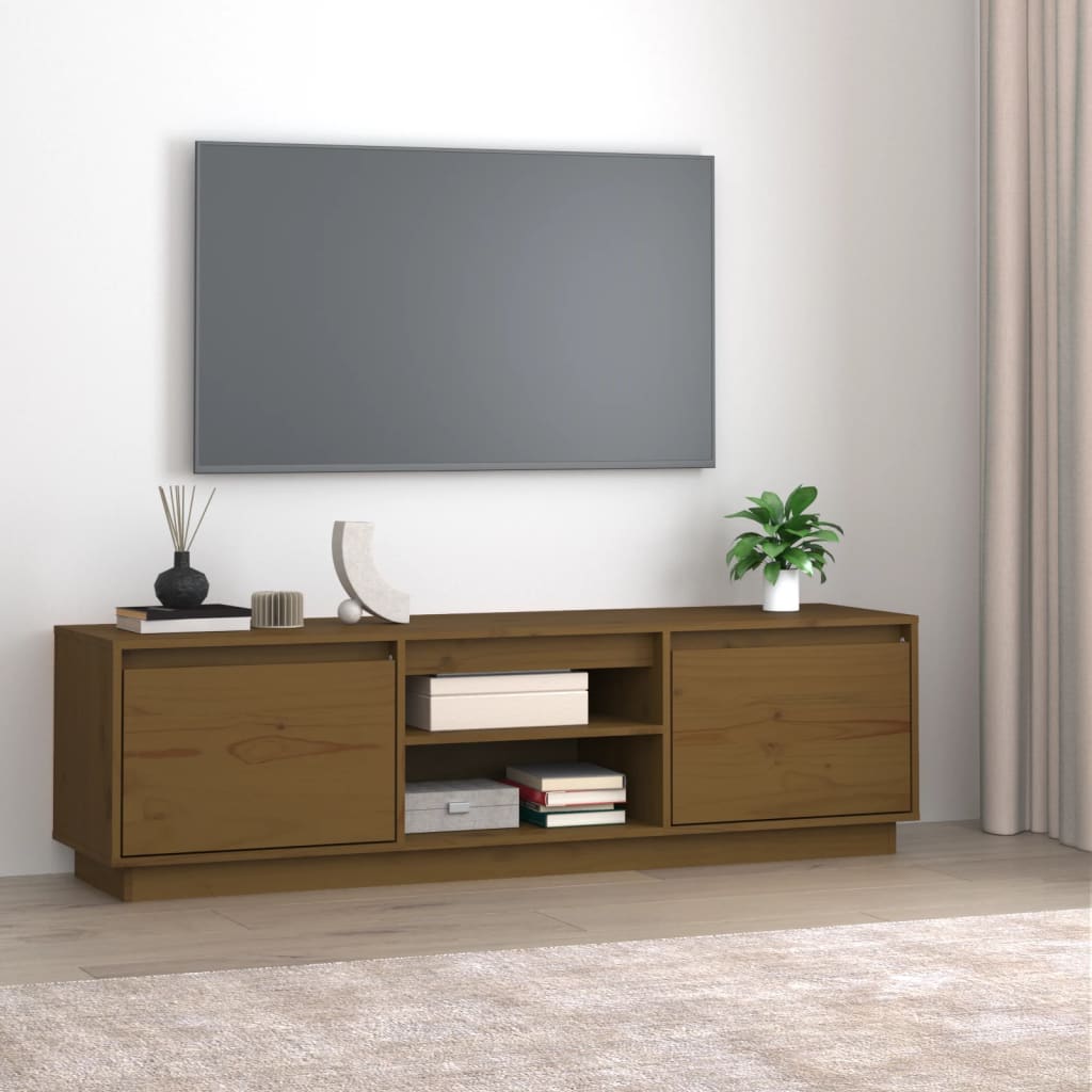 Meuble TV Scandinave en Bois de Pin Massif - 140 cm-Mon Meuble TV-Marron miel-2
