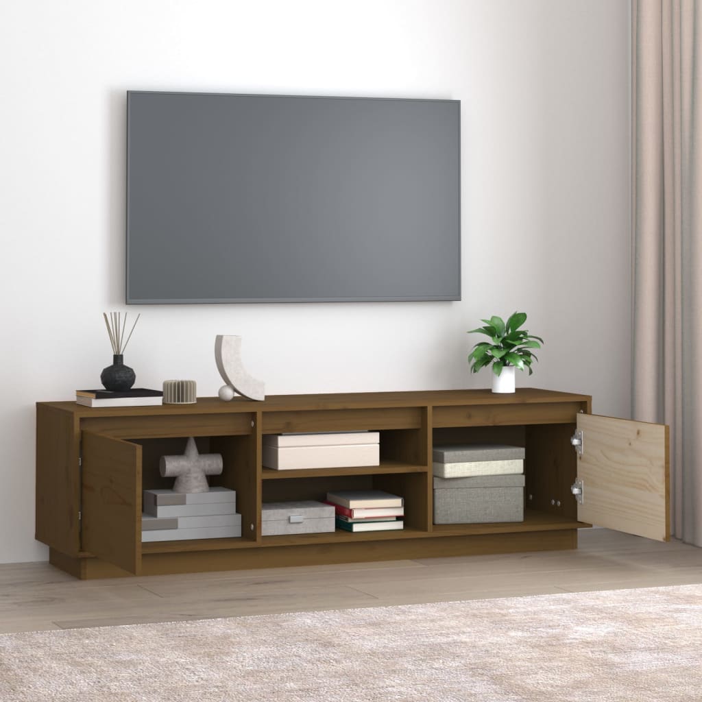 Meuble TV Scandinave en Bois de Pin Massif - 140 cm-Mon Meuble TV-Marron miel-3