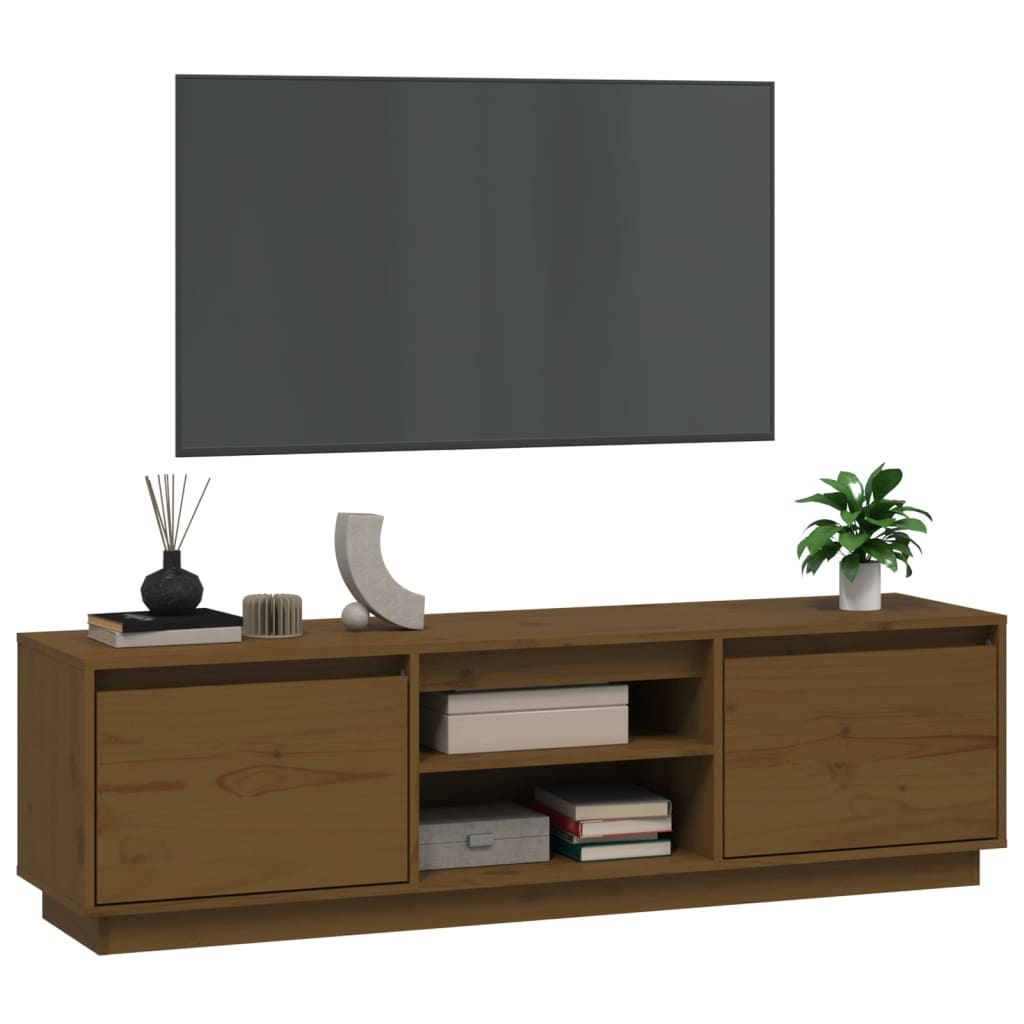 Meuble TV Scandinave en Bois de Pin Massif - 140 cm-Mon Meuble TV-Marron miel-4