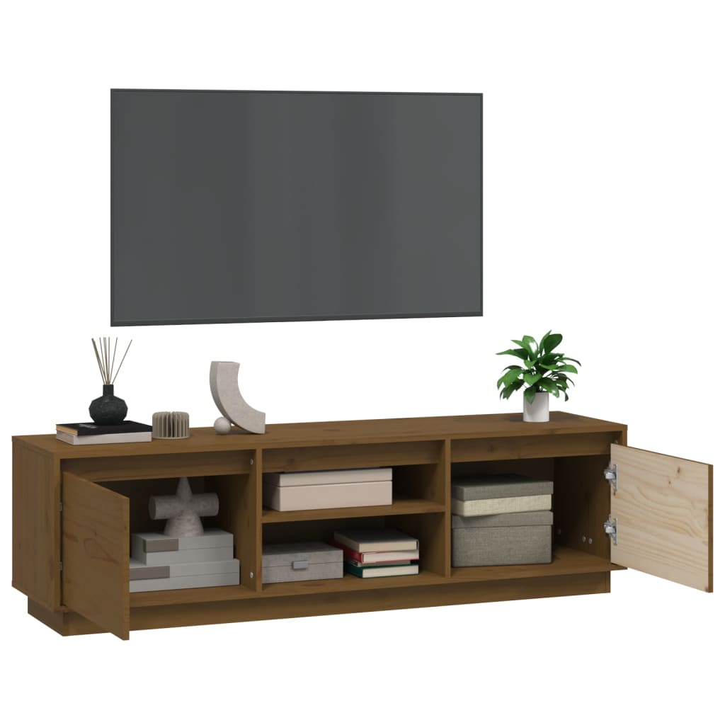 Meuble TV Scandinave en Bois de Pin Massif - 140 cm-Mon Meuble TV-Marron miel-5