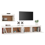 Meuble TV Scandinave en Bois Massif Blanc - 3 Pièces-Mon Meuble TV-Blanc-4