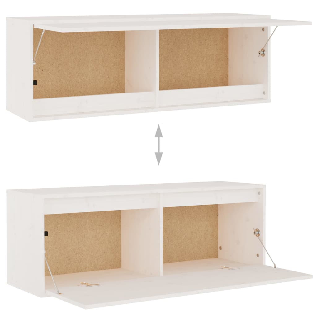 Meuble TV Scandinave en Bois Massif Blanc - 3 Pièces-Mon Meuble TV-Blanc-8