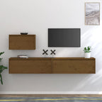 Meuble TV Scandinave en Bois Massif Blanc - 3 Pièces-Mon Meuble TV-Marron miel-10