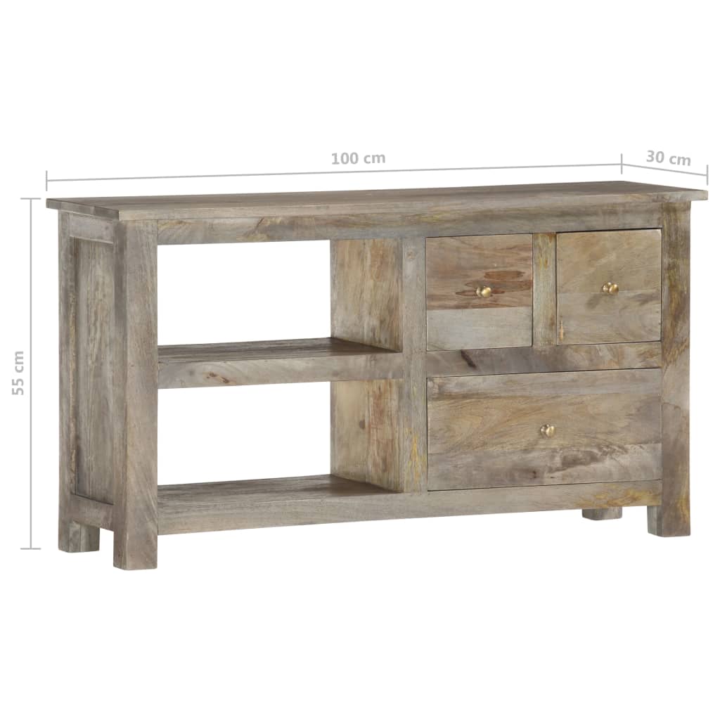 Meuble TV Scandinave Gris en Manguier - 100 cm-Mon Meuble TV-7