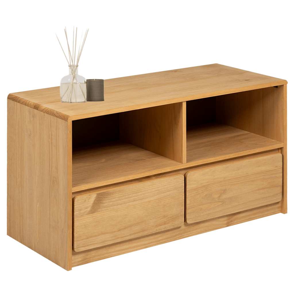 Meuble TV Scandinave Marron en Pin Massif - 99 cm-Mon Meuble TV-3