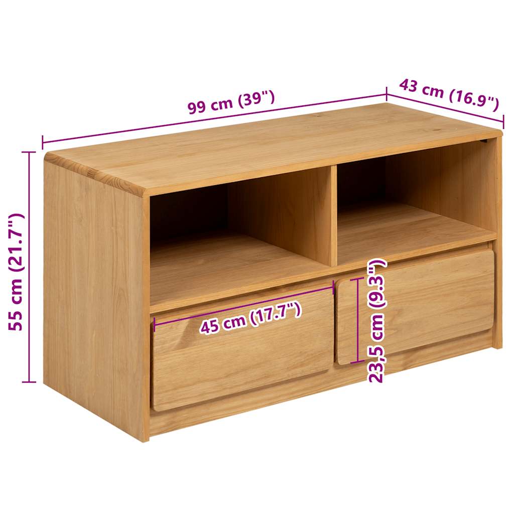 Meuble TV Scandinave Marron en Pin Massif - 99 cm-Mon Meuble TV-8