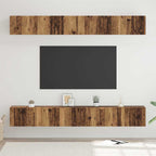 Meuble TV Scandinave Mural Effet Béton - 6 Pièces-Mon Meuble TV-Bois ancien-80 cm-6-17