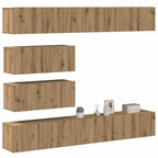 Meuble TV Scandinave Mural Effet Béton - 6 Pièces-Mon Meuble TV-chêne artisanal-100 cm-6-10