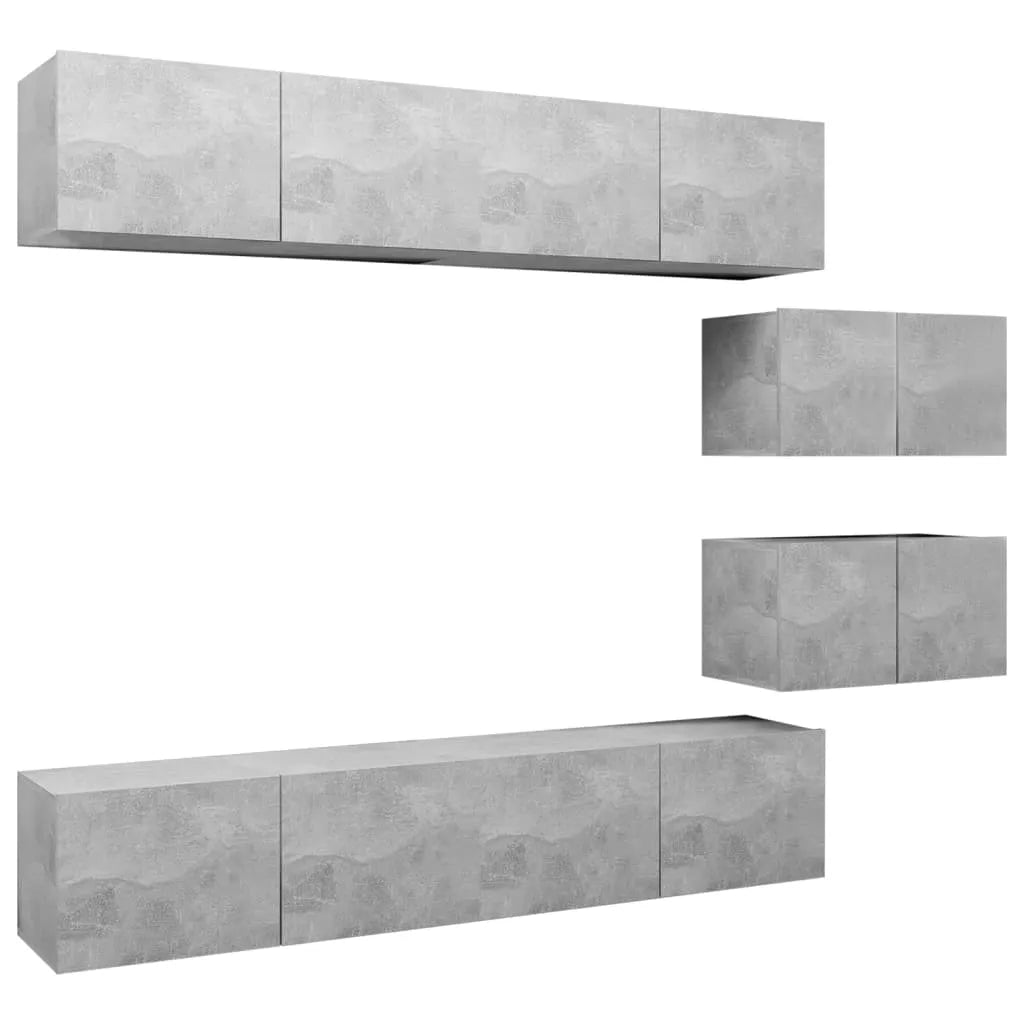 Meuble TV Scandinave Mural Effet Béton - 6 Pièces-Mon Meuble TV-chêne artisanal-60 cm-8-2