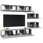 Meuble TV Scandinave Mural Effet Béton - 6 Pièces-Mon Meuble TV-chêne artisanal-60 cm-8-3