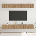 Meuble TV Scandinave Mural Effet Béton - 6 Pièces-Mon Meuble TV-chêne artisanal-80 cm-6-19