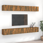 Meuble TV Scandinave Mural Effet Béton - 6 Pièces-Mon Meuble TV-Chêne fumé-60 cm-8-24