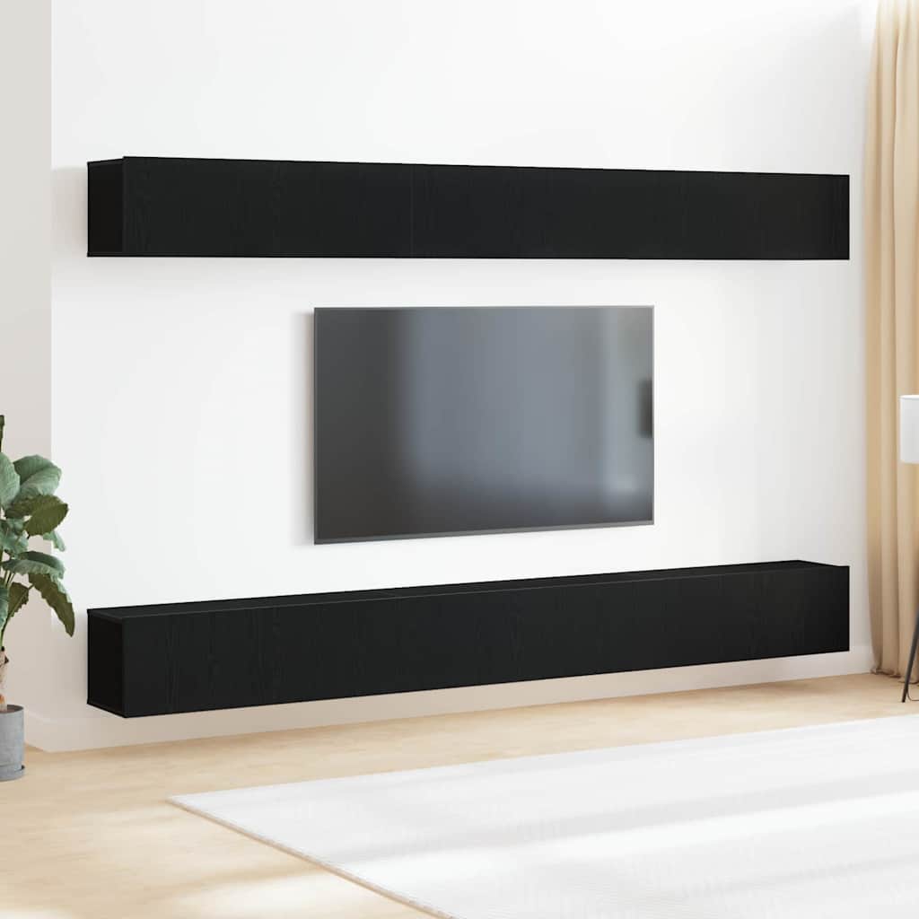Meuble TV Scandinave Mural Effet Béton - 6 Pièces-Mon Meuble TV-Chêne noir-100 cm-6-23