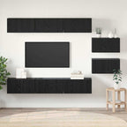 Meuble TV Scandinave Mural Effet Béton - 6 Pièces-Mon Meuble TV-Chêne noir-60 cm-8-21