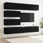 Meuble TV Scandinave Mural Effet Béton - 6 Pièces-Mon Meuble TV-Chêne noir-80 à 100 cm-6-18