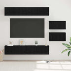 Meuble TV Scandinave Mural Effet Béton - 6 Pièces-Mon Meuble TV-Chêne noir-80 cm-6-16