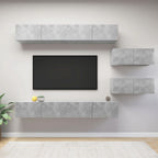 Meuble TV Scandinave Mural Effet Béton - 6 Pièces-Mon Meuble TV-Gris béton-100 cm-6-15
