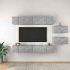 Meuble TV Scandinave Mural Effet Béton - 6 Pièces-Mon Meuble TV-Gris béton-60 cm-8-28