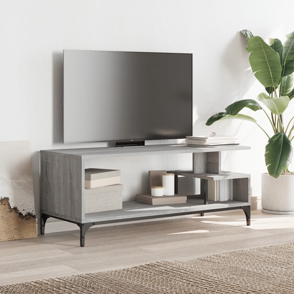 Meuble TV Scandinave Pied Noir Effet Chêne Gris - 102 cm-Mon Meuble TV-Chêne fumé-1-3