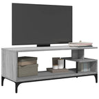 Meuble TV Scandinave Pied Noir Effet Chêne Gris - 102 cm-Mon Meuble TV-Chêne fumé-1-4
