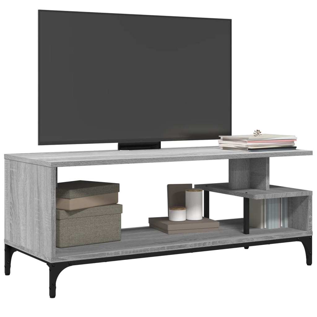 Meuble TV Scandinave Pied Noir Effet Chêne Gris - 102 cm-Mon Meuble TV-Chêne fumé-1-4