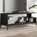 Meuble TV Scandinave Pied Noir Effet Chêne Gris - 102 cm-Mon Meuble TV-Noir-1-12